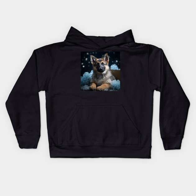 Shimmery German Shepherd Kids Hoodie by Enchanted Reverie